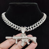 Men Women Hip Hop Iced Out Bling Bling Gun Pendant Necklace with 13mm Miami Cuban Chain HipHop Necklaces Charm Jewelry