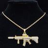 Men Women Hip Hop Iced Out Bling Bling Gun Pendant Necklace with 13mm Miami Cuban Chain HipHop Necklaces Charm Jewelry
