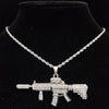 Men Women Hip Hop Iced Out Bling Bling Gun Pendant Necklace with 13mm Miami Cuban Chain HipHop Necklaces Charm Jewelry