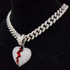 Men Women Hip Hop Iced Out Bling Bling Heart Pendant Necklace with 13mm Miami Cuban Chain HipHop Necklaces Jewelry Gifts