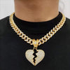 Men Women Hip Hop Iced Out Bling Bling Heart Pendant Necklace with 13mm Miami Cuban Chain HipHop Necklaces Jewelry Gifts