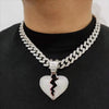 Men Women Hip Hop Iced Out Bling Bling Heart Pendant Necklace with 13mm Miami Cuban Chain HipHop Necklaces Jewelry Gifts