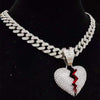 Men Women Hip Hop Iced Out Bling Bling Heart Pendant Necklace with 13mm Miami Cuban Chain HipHop Necklaces Jewelry Gifts