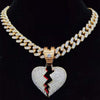 Men Women Hip Hop Iced Out Bling Bling Heart Pendant Necklace with 13mm Miami Cuban Chain HipHop Necklaces Jewelry Gifts