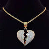 Men Women Hip Hop Iced Out Bling Bling Heart Pendant Necklace with 13mm Miami Cuban Chain HipHop Necklaces Jewelry Gifts