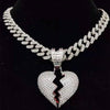 Men Women Hip Hop Iced Out Bling Bling Heart Pendant Necklace with 13mm Miami Cuban Chain HipHop Necklaces Jewelry Gifts