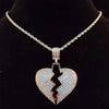 Men Women Hip Hop Iced Out Bling Bling Heart Pendant Necklace with 13mm Miami Cuban Chain HipHop Necklaces Charm Jewelry