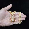 Men Women Hip Hop Iced Out Bling Bling Spider Pendant Necklace with 13mm Cuban Chain HipHop Necklaces Charm Jewelry