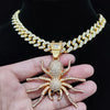 Men Women Hip Hop Iced Out Bling Bling Spider Pendant Necklace with 13mm Cuban Chain HipHop Necklaces Charm Jewelry