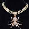 Men Women Hip Hop Iced Out Bling Bling Spider Pendant Necklace with 13mm Cuban Chain HipHop Necklaces Charm Jewelry