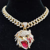 Men Women Hip Hop Iced Out Bling Figure Pendant Necklace with 13mm Miami Cuban Chain HipHop Rock Necklaces Charm Jewelry