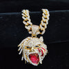 Men Women Hip Hop Iced Out Bling Figure Pendant Necklace with 13mm Miami Cuban Chain HipHop Rock Necklaces Charm Jewelry