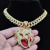 Men Women Hip Hop Iced Out Bling Figure Pendant Necklace with 13mm Miami Cuban Chain HipHop Rock Necklaces Charm Jewelry