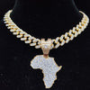 Men Women Hip Hop Iced Out Bling Map of Africa Pendant Necklace with 13mm Cuban Chain HipHop Necklaces Charm Jewelry