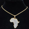 Men Women Hip Hop Iced Out Bling Map of Africa Pendant Necklace with 13mm Cuban Chain HipHop Necklaces Charm Jewelry