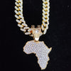 Men Women Hip Hop Iced Out Bling Map of Africa Pendant Necklace with 13mm Cuban Chain HipHop Necklaces Charm Jewelry