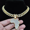 Men Women Hip Hop Iced Out Bling Map of Africa Pendant Necklace with 13mm Cuban Chain HipHop Necklaces Charm Jewelry