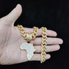 Men Women Hip Hop Iced Out Bling Map of Africa Pendant Necklace with 13mm Cuban Chain HipHop Necklaces Charm Jewelry