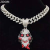 Men Women Hip Hop Iced Out Bling Mask Pendant Necklace with 13mm Miami Cuban Chain Necklaces Hiphop Charm Jewelry