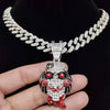 Men Women Hip Hop Iced Out Bling Mask Pendant Necklace with 13mm Miami Cuban Chain Necklaces Hiphop Charm Jewelry