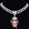 Men Women Hip Hop Iced Out Bling Mask Pendant Necklace with 13mm Miami Cuban Chain Necklaces Hiphop Charm Jewelry