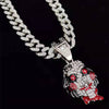 Men Women Hip Hop Iced Out Bling Mask Pendant Necklace with 13mm Miami Cuban Chain Necklaces Hiphop Charm Jewelry