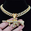 Men Women Hip Hop Iced Out Bling Submachine Gun Pendant Necklace with 13mm Miami Cuban Chain HipHop Necklaces Jewelry