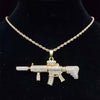 Men Women Hip Hop Iced Out Bling Submachine Gun Pendant Necklace with 13mm Miami Cuban Chain HipHop Necklaces Jewelry