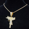 Men Women Hip Hop Iced Out Bling UZI Gun Pendant Necklace with 13mm Miami Cuban Chain HipHop Necklaces Charm Jewelry