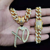 Men Women Hip Hop Iced Out Bling XO Letter Pendant Necklace with 13mm Miami Cuban Chain Necklaces Hiphop Jewelry