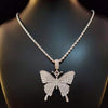 Men Women Hip Hop Iced Out Bling butterfly Pendant Necklace with 13mm Miami Cuban Chain HipHop Necklaces Charm Jewelry