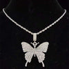 Men Women Hip Hop Iced Out Bling butterfly Pendant Necklace with 13mm Width Cuban Chain HipHop Necklaces Charm Jewelry