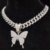 Men Women Hip Hop Iced Out Bling butterfly Pendant Necklace with 13mm Width Cuban Chain HipHop Necklaces Charm Jewelry