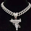 Men Women Hip Hop Iced Out Bling submachine gun Pendant Necklace 13mm Miami Cuban Chain HipHop Necklaces  Charm Jewelry