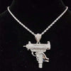 Men Women Hip Hop Iced Out Bling submachine gun Pendant Necklace 13mm Miami Cuban Chain HipHop Necklaces  Charm Jewelry