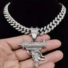 Men Women Hip Hop Iced Out Bling submachine gun Pendant Necklace 13mm Miami Cuban Chain HipHop Necklaces  Charm Jewelry