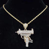 Men Women Hip Hop Iced Out Bling submachine gun Pendant Necklace 13mm Miami Cuban Chain HipHop Necklaces  Charm Jewelry