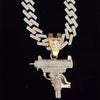 Men Women Hip Hop Iced Out Bling submachine gun Pendant Necklace 13mm rhombus Cuban Chain HipHop Necklaces Charm Jewelry