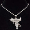 Men Women Hip Hop Iced Out Bling submachine gun Pendant Necklace 13mm rhombus Cuban Chain HipHop Necklaces Charm Jewelry
