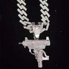 Men Women Hip Hop Iced Out Bling submachine gun Pendant Necklace 13mm rhombus Cuban Chain HipHop Necklaces Charm Jewelry