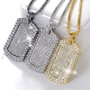 Men Women Hip Hop Iced Out Crystal Dog Tag Pendant Necklaces Statement Chain Gold Silver Plated Party Club Jewelry