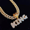 Men Women Hip Hop KING QUEEN Letter Pendant Necklace with 13mm Miami Cuban Chain Iced Out Bling HipHop Necklaces  Jewelry