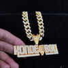 Men Women Hip Hop KONDE BOY Letter Pendant Necklace with 13mm Cuban Chain Iced Out Bling HipHop Necklaces Jewelry