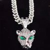Men Women Hip Hop Leopard Pendant Necklace Miami Cuban Chain Iced Out Bling HipHop animal Necklaces Charm Jewelry