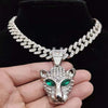 Men Women Hip Hop Leopard Pendant Necklace Miami Cuban Chain Iced Out Bling HipHop animal Necklaces Charm Jewelry