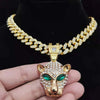 Men Women Hip Hop Leopard Pendant Necklace Miami Cuban Chain Iced Out Bling HipHop animal Necklaces Charm Jewelry