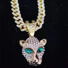 Men Women Hip Hop Leopard Pendant Necklace Miami Cuban Chain Iced Out Bling HipHop animal Necklaces Charm Jewelry