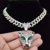 Men Women Hip Hop Leopard Pendant Necklace Miami Cuban Chain Iced Out Bling HipHop animal Necklaces Charm Jewelry