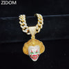 Men Women Hip Hop Movie Clown Pendant Necklace 13MM Crystal Cuban Chain HipHop Iced Out Bling Necklaces Charm Jewelry