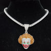 Men Women Hip Hop Movie Clown Pendant Necklace 13MM Crystal Cuban Chain HipHop Iced Out Bling Necklaces Charm Jewelry